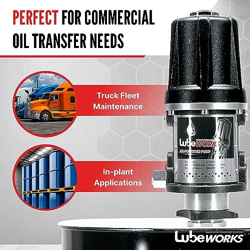 LUBEWORKS OIL TRANSFER PUMP AIR OPERATED PNEUMATIC 40LPM 17130503 - Yellow - Like New