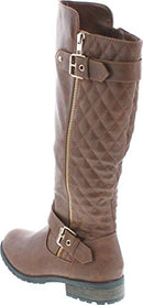 Forever Link Women's MANGO-21 Quilted Riding Boots (10, Brown) - Like New