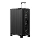 ANYZIP ALUMINUM FRAME ZIPPERLESS CHECKED LUGGAGE HARD SHELL 28" - BLACK - Brand New