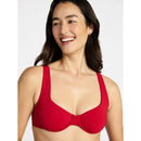 TIME AND TRU WOMEN'S PLUS SIZE RIBBED UNDERWIRE BIKINI TOP SIZE SMALL 4-6 - RED - Brand New