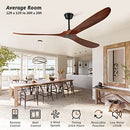 Chriari 60'' Walnut Ceiling Fan, 3 Wood Blades, 6 Speeds, DC Motor B0B6356RV9 - Brand New