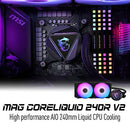 MSI MAG CORELIQUID 240R V2 AIO ARGB CPU LIQUID COOLER - BLACK - Scratch & Dent