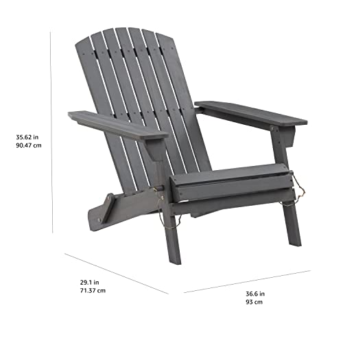 AMAZON AWARE FSC CERTIFIED OUTDOOR FOLDING ADIRONDACK CHAIR, WOOD, DARK GREY - Like New