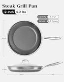 XBM Nonstick Frying Pan with Lid 12", Durable Stainless Steel skillet - Brand New