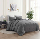 KATHY IRELAND 3-PIECE WAFFLE DOWN ALTERNATIVE COMFORTER SET KING SIZE - GRAY - Like New
