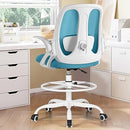 RAZZOR DRAFTING CHAIR TALL ERGONOMIC OFFICE CHAIR WITH ADJUSTABLE LUMBAR - BLUE - Like New