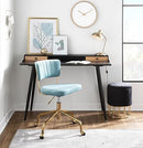 LumiSource Tania Task Office Chair with Wheels, Velvet, Light Blue Velvet - Like New