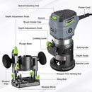 WORKPRO Compact Router Combo Kit, 6.5 Amp Compact Router Fixed Base - Like New