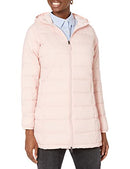 AMAZON ESSENTIALS WOMEN LIGHTWEIGHT WATER-RESISTANT HOODED PUFFER - ROSE, XL - Brand New