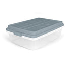 Hefty 40 Quart Hi-Rise Storage Bin Lid Stackable Plastic 6 Pack Smoke Blue - Brand New