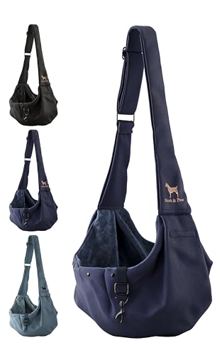 NOAH & PAW DOG SLING CARRIER FOR SMALL DOGS 5-18LB, PREMIUM TWILL - NAVY BLUE - Like New