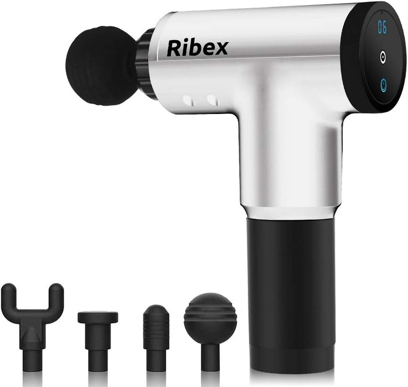 Ribex A6 Pro Muscle Deep Tissue Percussive Handheld Cordless Massage Gun -SILVER Like New