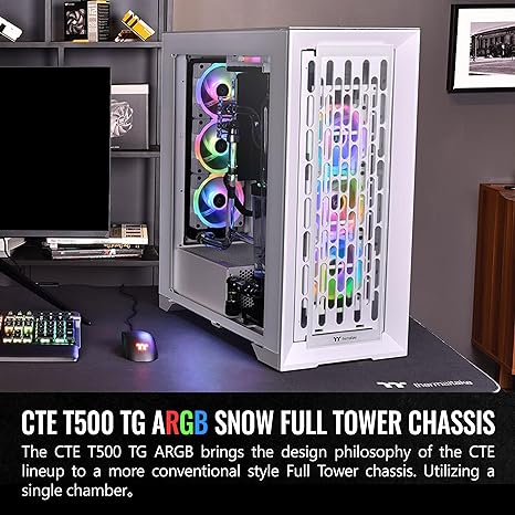 Thermaltake CTE T500 TG ARGB Snow E-ATX Full Tower CA-1X8-00F6WN-01 - White Like New