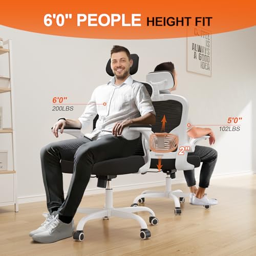 SYNORLA OFFICE CHAIR ERGONOMIC DESK CHAIR, 330LBS CAPACITY HIGH BACK - WHT/BLK - Like New