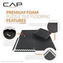 CAP BARBELL INTERLOCKING EVA FOAM EXERCISE PUZZLE MAT 24" X 24" - TATAMI - BLACK - Brand New
