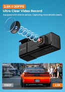 E-YEEGER DASH CAM 2.5K WI-FI FULL HD CAMERA FOR CARS 1.47” IPS SCREEN - BLACK - Like New