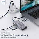 QGeeM 7-in-1 USB C Hub to HDMI Adapter 4k with 100W Power Delivery - GREY Like New