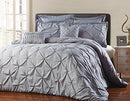 UNIQUE HOME 8 Piece Reversible Pinch Pleat Comforter Set Cal King - Grey - Brand New