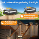 Brightever 4x4 Solar Post Cap Lights Outdoor 8 Packs, Waterproof, Black - Like New