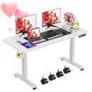 FAREXON ELECTRIC STANDING COMPUTER DESK 55X24 4 PRESET HEIGHTS 5524-WT - WHITE - Like New