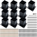 LADECH 4X4 WOOD FENCE POST ANCHOR BASE 2MM THICK STEEL AND BLACK POWDER COATED - Like New