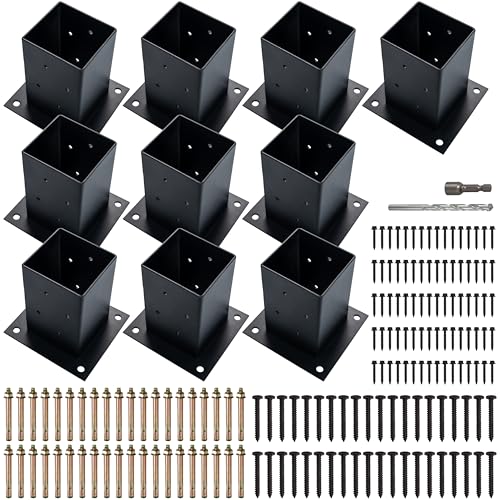 LADECH 4X4 WOOD FENCE POST ANCHOR BASE 2MM THICK STEEL AND BLACK POWDER COATED - Like New