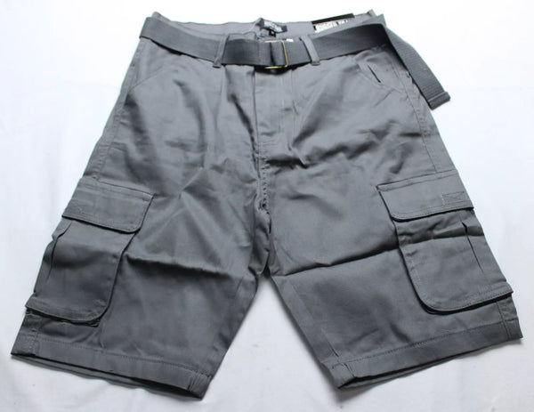 RUGGED TRAIL MEN'S CARGO 4-WAY STRETCH BELTED SHORTS - SIZE: MEN 40 - GRAY - Brand New