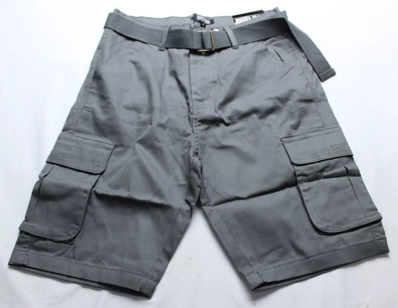 RUGGED TRAIL MEN'S CARGO 4-WAY STRETCH BELTED SHORTS - SIZE: MEN 40 - GRAY - Brand New