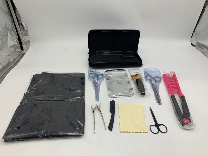 GENERIC PROFESSIONAL HAIR CUTTING SET 9 PCS - PINK/BLACK - Like New