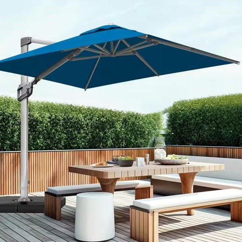 BLUU 10 FT. ALUMINUM SQURARE PATIO OFFSET CANTILEVER UMBRELLA - ROYAL BLUE - Like New