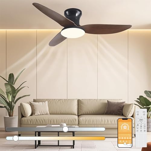 ANKBOY SMART CEILING FAN LIGHTS REMOTE 39" BEDROOM CEILING FAN - BLACK/BROWN - Like New