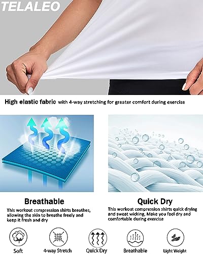 TELALEO 4 PACK WOMEN'S COMPRESSION SHIRT LONG SLEEVE PERFORMANCE BASELAYER - Brand New