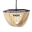 TOCHIC Wood Bead Chandelier Light Fixtures Ceiling Hanging Pendant 20.8" Dia - Brand New