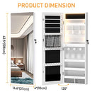 LVSOMT WALL/DOOR HANGING MIRROR WITH JEWELRY STORAGE, WHITE - Like New