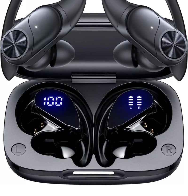 POCBUDS BLUETOOTH HEADPHONES WIRELESS EARBUDS 80HRS PLAYTIME CHARGING C - BLACK - Like New