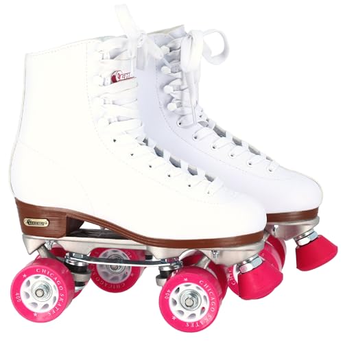 8601K CHICAGO SKATES PREMIUM WHITE QUAD ROLLER SKATES WOMEN SIZE 7 - Like New