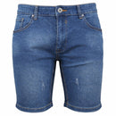 GALAXY BY HARVIC BLU ROCK DEMIN MEN’S JEAN SHORTS - SIZE: MEN 34 - MEDIUM BLUE - Brand New