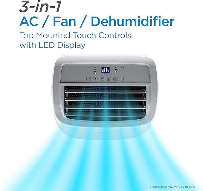 BLACK+DECKER 10,000 BTU Portable Air Conditioner 450 Sq.Ft. BPACT10WT - White - Like New