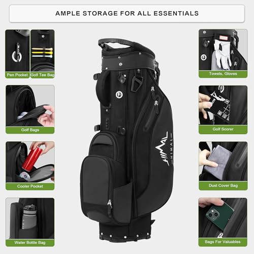 UNIHIMAL LIGHTWEIGHT GOLF STAND BAG, 5 WAY FULL-LENGTH DIVIDERS - BLACK - Like New