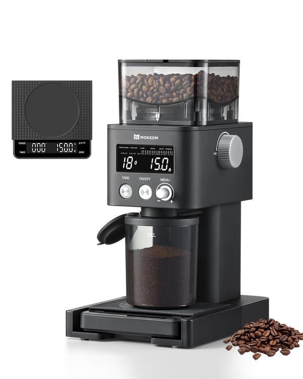 MOKKOM Coffee Grinder with Removable Coffee Scale via Bluetooth Connectivity - Like New