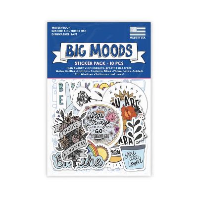 BIG MOODS POSITIVITY STICKER PACK 10PC - Brand New