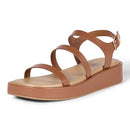 AEWM84666 AMAZON ESSENTIALS WOMEN'S STRAPPY FLATFORM SANDALS TAN SIZE 9 - Like New