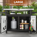 NUUK OUTDOOR GRILL CART STORAGE CABINET KITCHEN ISLAND PREP TABLE MC810A - BLACK - Like New