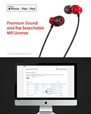 PALOVUE LIGHTNING HEADPHONES LIGHTNING HEADSET MFI EARFLOWPLUS METALLIC RED - Like New