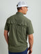 HUK DIAMOND BACK SOLID SHORT SLEEVE BUTTON M- Moss - Brand New