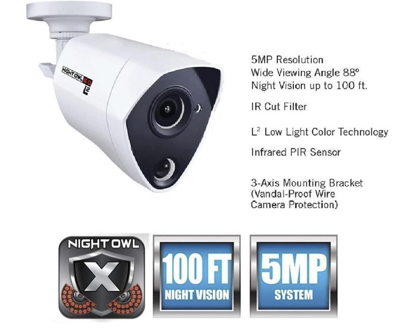 Night Owl CM-PTHD50NW-BU-HIK 5MP Wired Security Infrared Camera - WHITE Like New