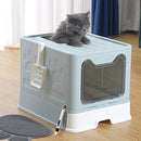 UIMNJHUKE Foldable Cat Litter Box with Lid, Extra Large - Blue - Brand New
