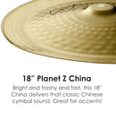 Avedis Zildjian Company 18" Planet Z China Cymbal B08116XW22 - Silver - Brand New