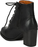 Soda Women Korman Cute Chunky Lace Up Leatherette Zipper Ankle Bootie Black 8.5 - Brand New
