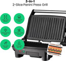 Chefman Electric Panini Grill Non-Stick Plates (2 Slice) RJ02-180 - Black Like New